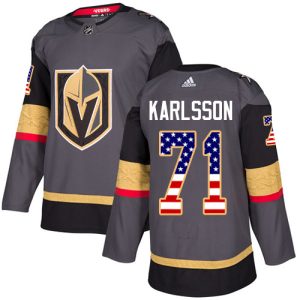 Herren Vegas Golden Knights Eishockey Trikot William Karlsson #71 Authentic Grau USA Flag Fashion